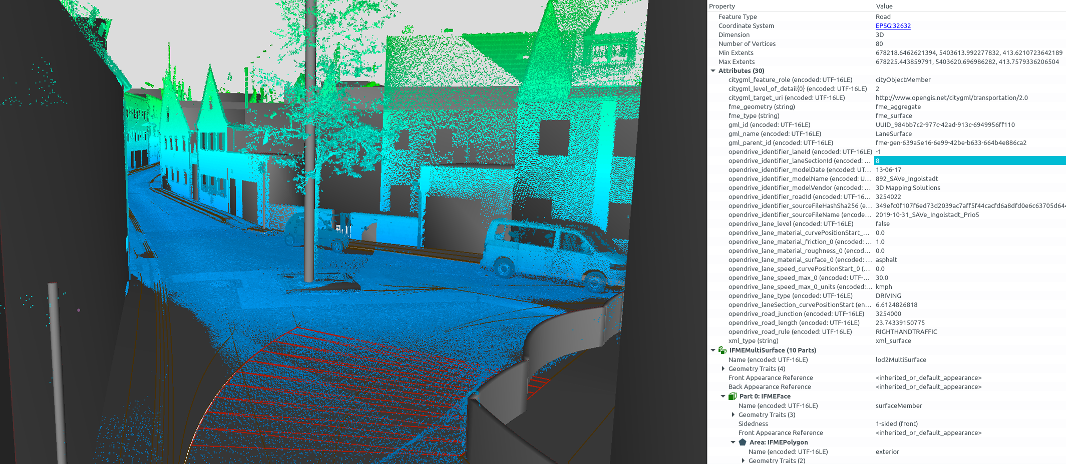 OpenDRIVE point cloud inspection